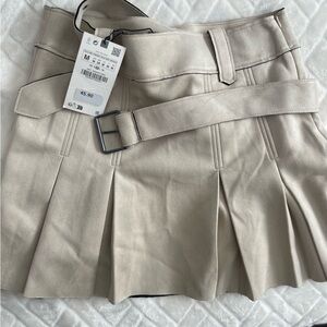 ZARA TAN FAUX SUEDE MINI SKIRT NWT